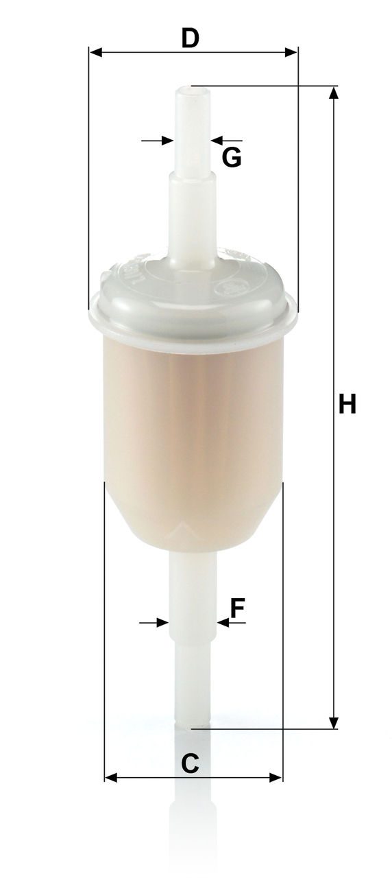 YAKIT FILTRESI WEBASTO KUCUK TIP MANN WK 31/2 100   81.12503-0045    C = 30 mm; D = 35 mm; F = 8.1 mm; G = 6.1 mm; H = 105 mm